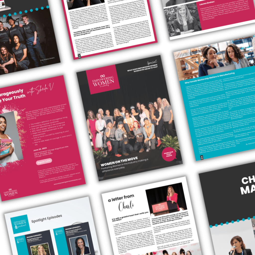 collage of digital magazine pages