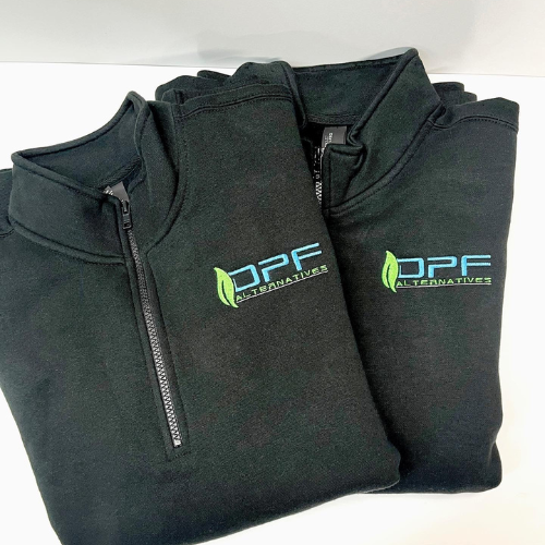 black quarter zip with embroidered logo