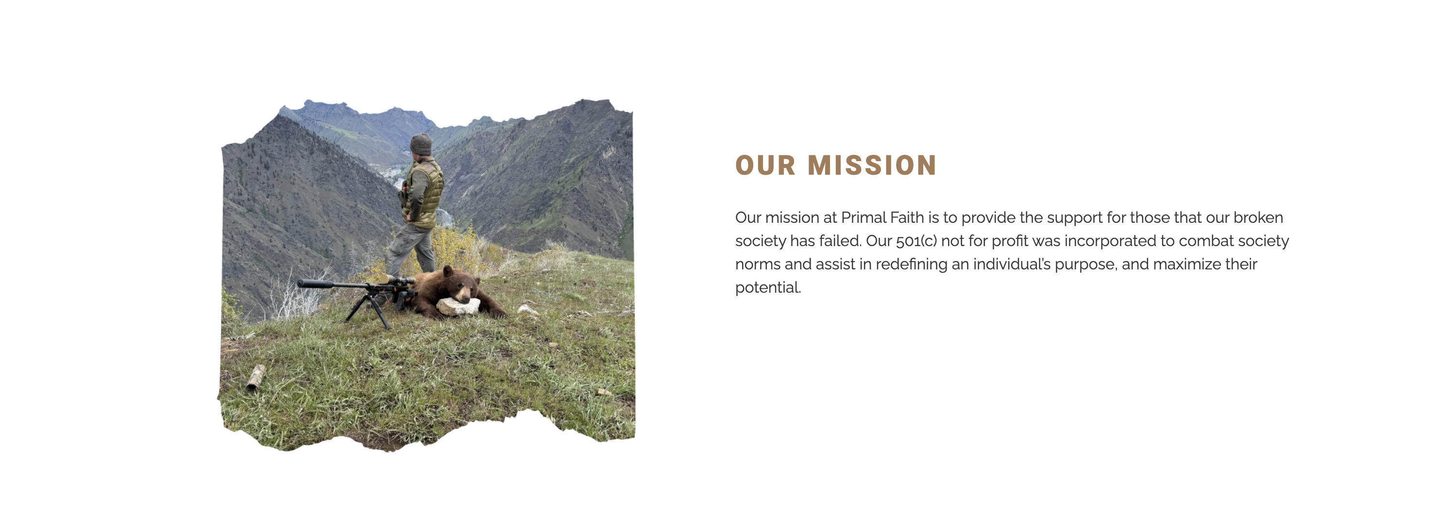 Primal Faith about us content for website design